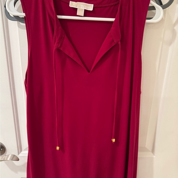Michael Kors red sleeveless dress with ruffled hem and relaxed fit. Size XL - Picture 3 of 6